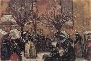 Bela Ivanyi-Grunwald Market of Kecskemet in Winter USA oil painting artist